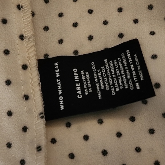 Who What Wear Creme Black Polka Dot Hi-Low Sleeveless Blouse Size Small - Picture 4 of 4
